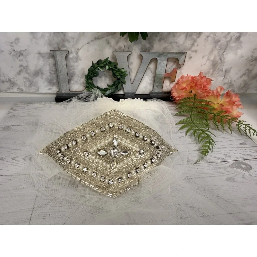 Art Deco Bridal Hair‎ Comb Crystal Pearl Beaded Wedding Headpiece Vintage 5.5